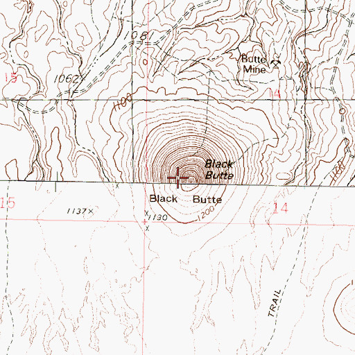 Topographic Map of Black Butte, AZ