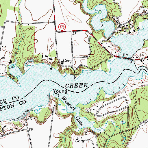 Topographic Map of Sheilds Wharf, VA
