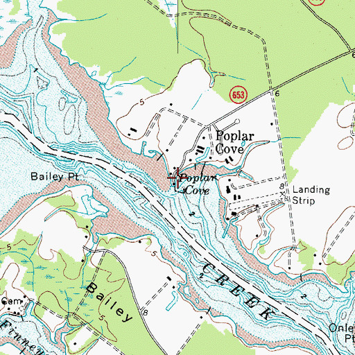 Topographic Map of Poplar Cove Wharf, VA