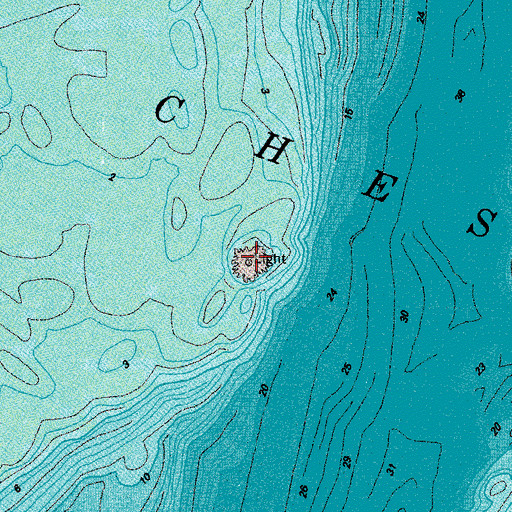 Topographic Map of Tangier Sound, VA