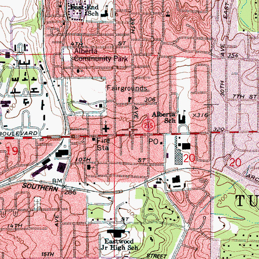 Topographic Map of Alberta Park Shopping Center, AL