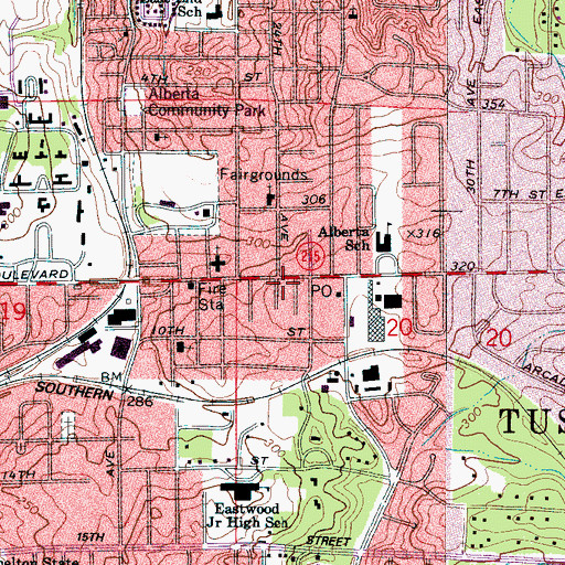 Topographic Map of Alberta Plaza Shopping Center, AL