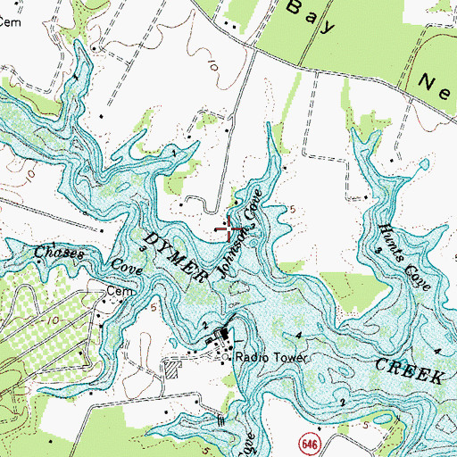 Topographic Map of Johnson Creek, VA