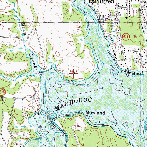 Topographic Map of Berrys Wharf, VA