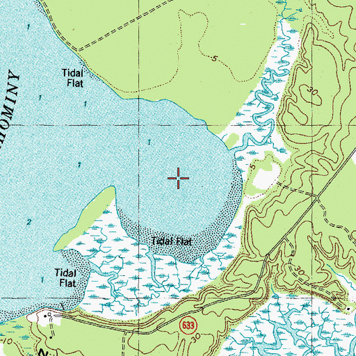 Topographic Map of Bazzard Bay, VA