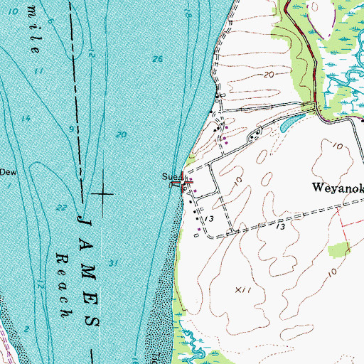 Topographic Map of Ruffins Wharf, VA