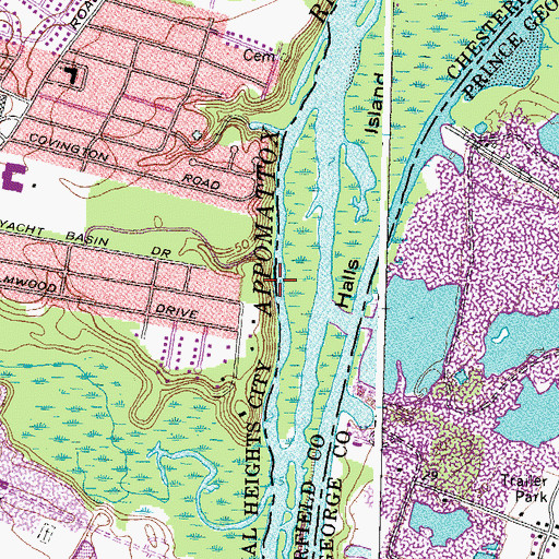 Topographic Map of Old North Channel, VA