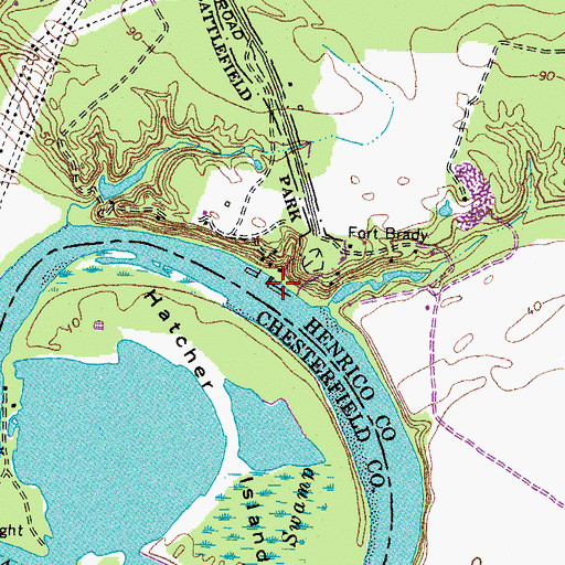 Topographic Map of Richmond Yacht Basin, VA