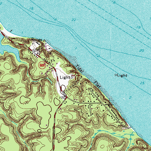 Topographic Map of Dancing Point Shoal Channel Range, VA
