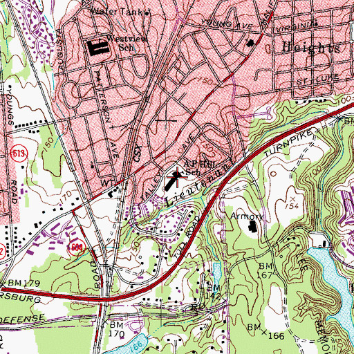Topographic Map of A P Hill Elementary School, VA