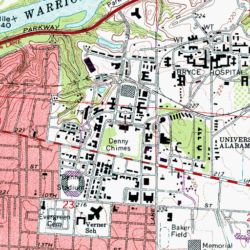 Topographic Map of Amelia Gayle Gorgas Library, AL