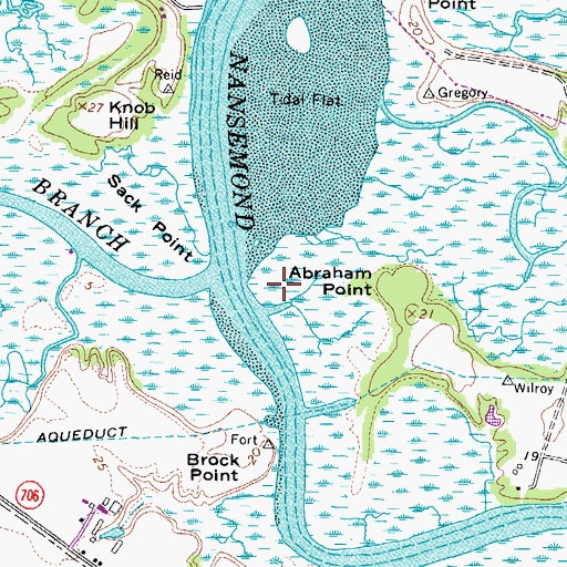 Topographic Map of Abraham Point, VA