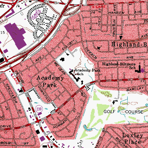 Topographic Map of Academy Park School, VA