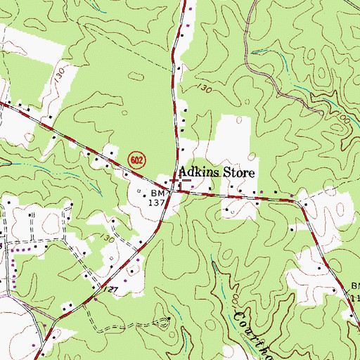 Topographic Map of Adkins Store, VA