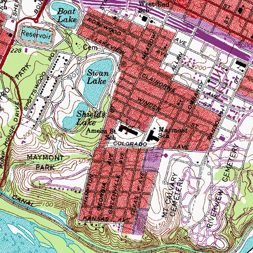 Topographic Map of Amelia Street School, VA