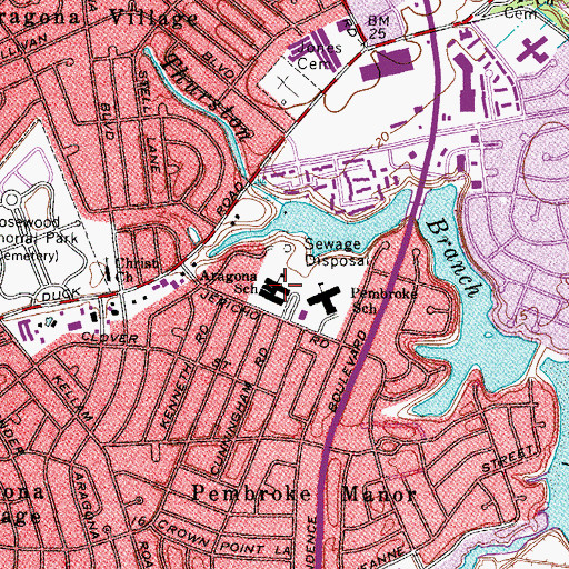 Topographic Map of Aragona Elementary School, VA