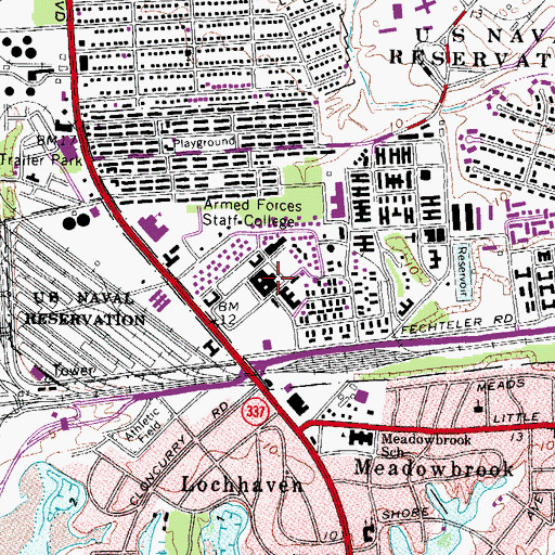 Topographic Map of Armed Forces Staff College, VA