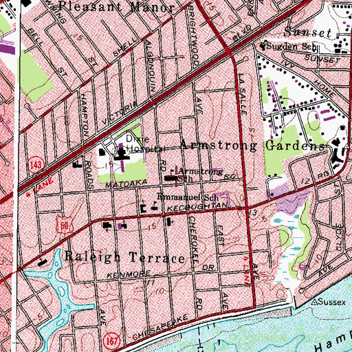 Topographic Map of Armstrong Elementary School, VA