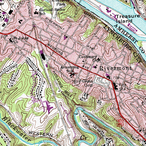 Topographic Map of Armstrong School, VA