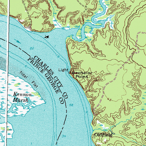 Topographic Map of Bachelor Point, VA