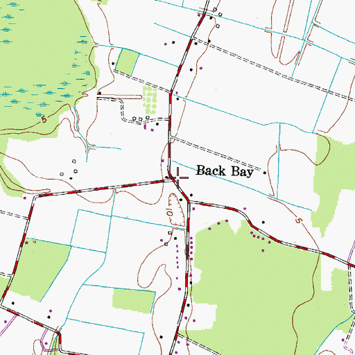 Topographic Map of Back Bay, VA