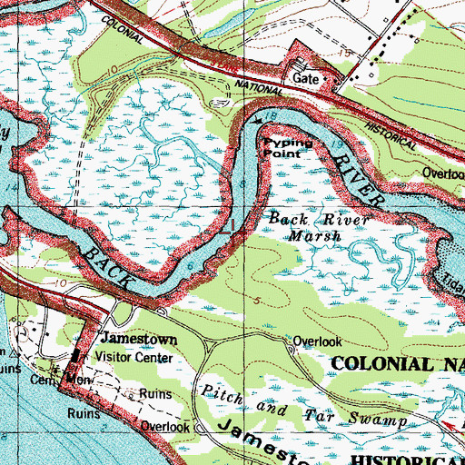 Topographic Map of Back River, VA