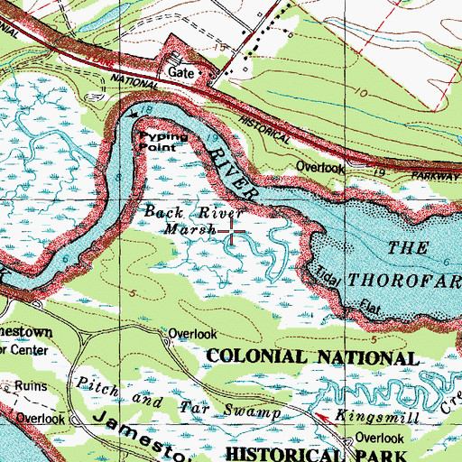 Topographic Map of Back River Marsh, VA