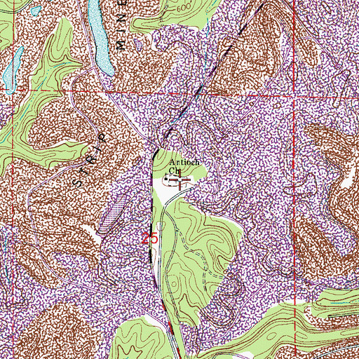 Topographic Map of Antioch Cemetery, AL
