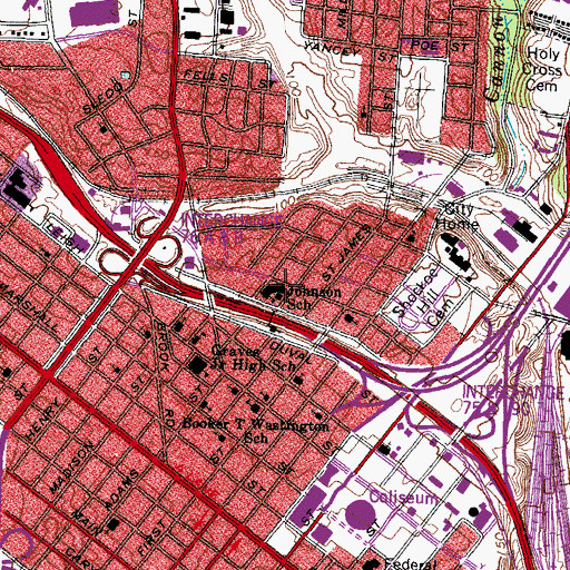 Topographic Map of Baker School, VA