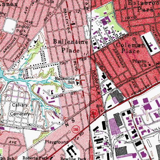 Topographic Map of Ballentine School, VA