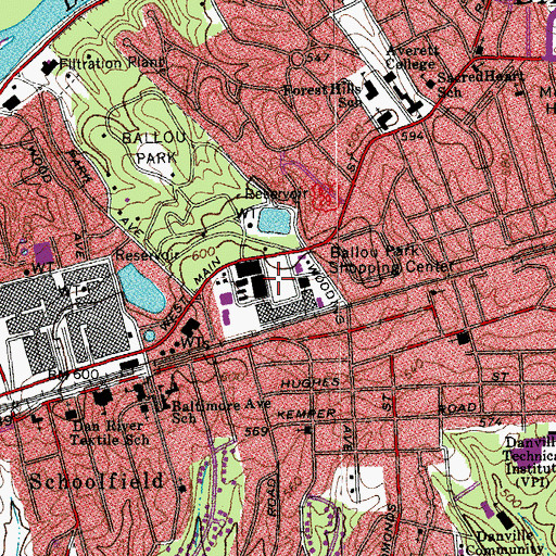 Topographic Map of Ballou Park Shopping Center, VA