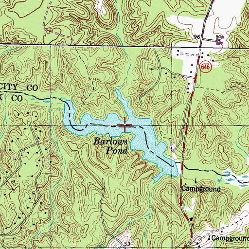 Topographic Map of Barlows Pond, VA