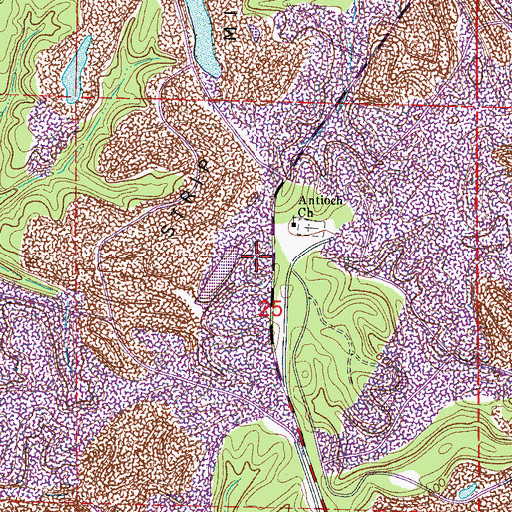 Topographic Map of Antioch School (historical), AL