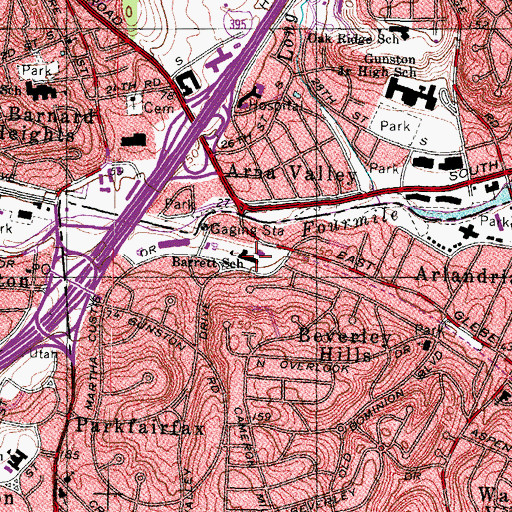 Topographic Map of Charles Barrett Elementary School, VA