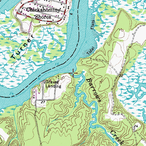 Topographic Map of Barrows Creek, VA
