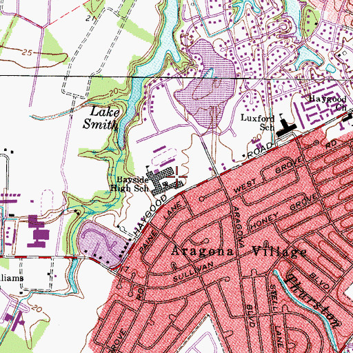 Topographic Map of Bayside High School, VA