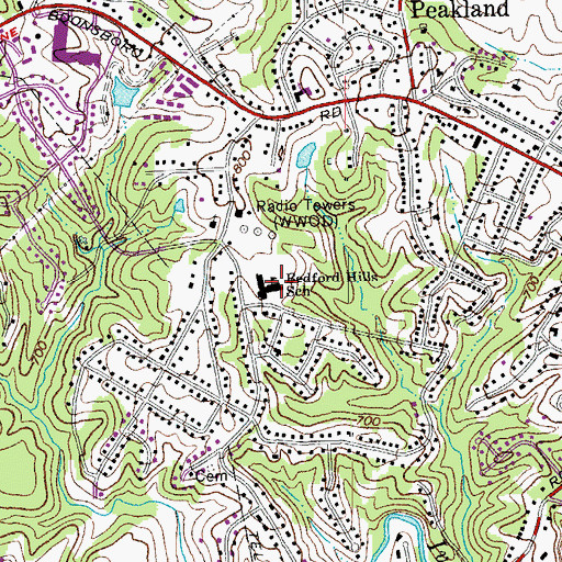 Topographic Map of Bedford Hills Elementary School, VA