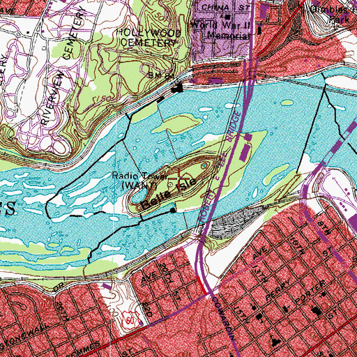 Topographic Map of Belle Isle, VA