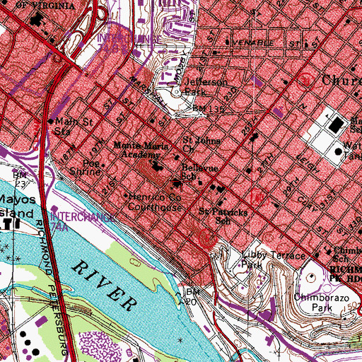 Topographic Map of Bellevue Elementary School, VA