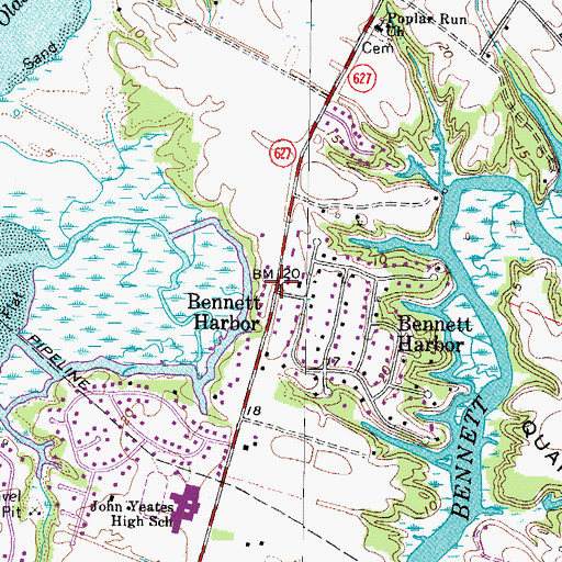 Topographic Map of Bennett Harbor, VA