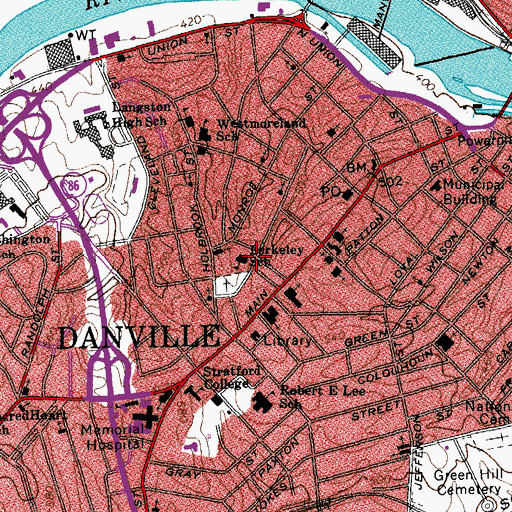 Topographic Map of Berkeley School, VA