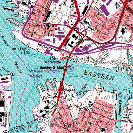 Topographic Map of Berkley Bridge, VA