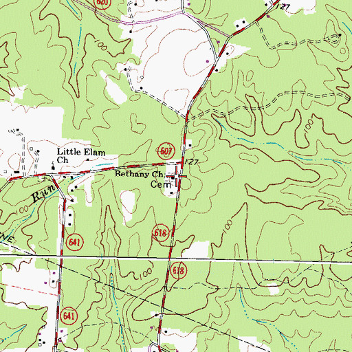 Topographic Map of Bethany Church, VA