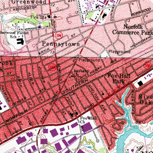 Topographic Map of Bethany Church, VA