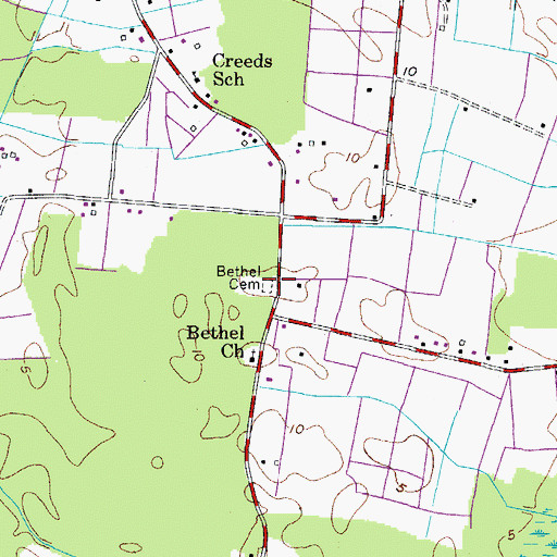 Topographic Map of Bethel Cemetery, VA