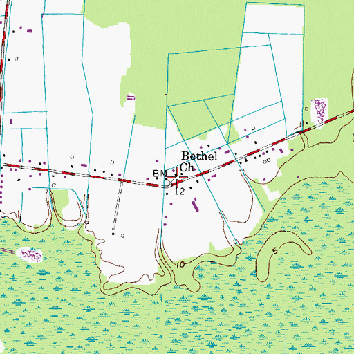 Topographic Map of Bethel Baptist Church, VA