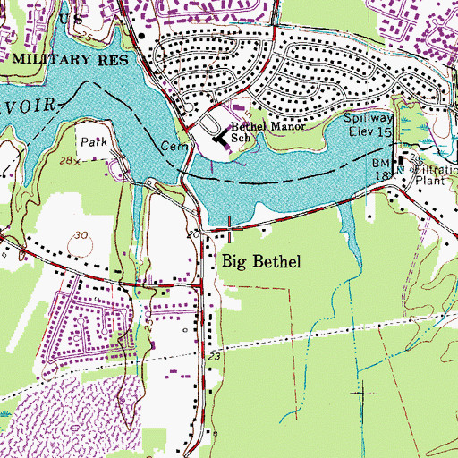 Topographic Map of Big Bethel, VA