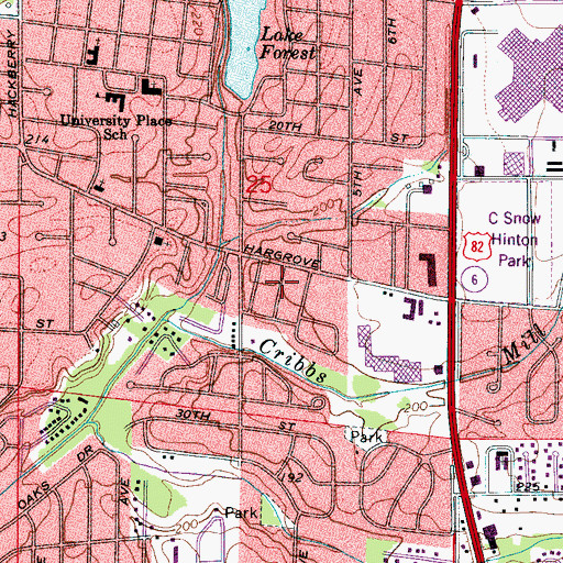 Topographic Map of Arlington Drive, AL