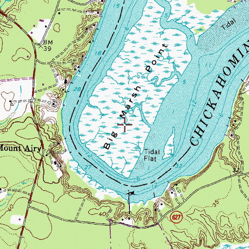 Topographic Map of Big Marsh Point, VA