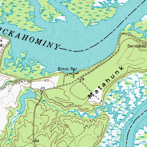 Topographic Map of Binns Bar, VA